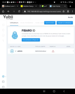 Yubii Home - Accès Fibaro