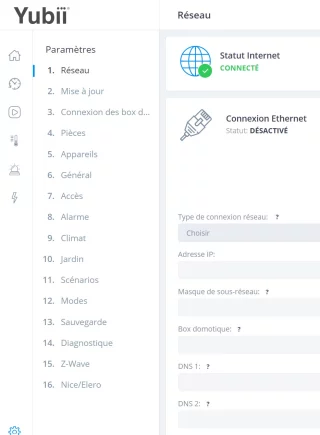 Yubii Home - Paramétrage