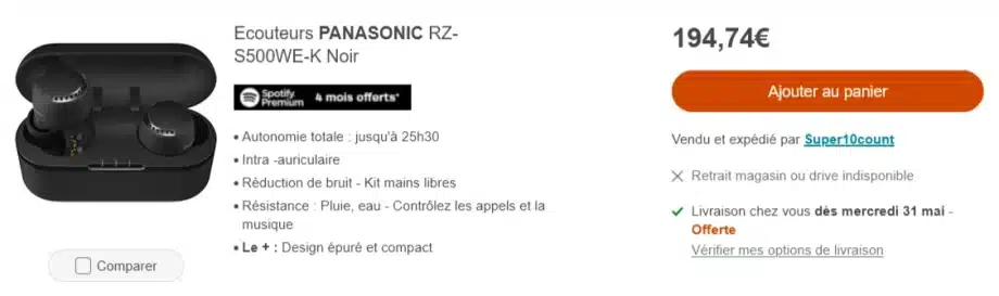 PANASONIC RZ-S500WE-K Noir boulanger