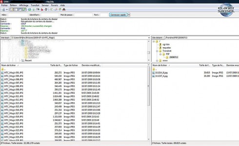 Résultat d’une capture envoyée vers un serveur FTP.