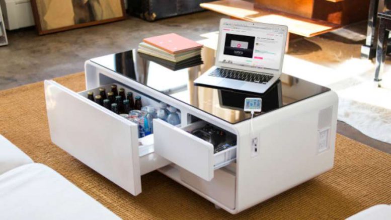 Sobro, la nouvelle table frigo connectée de salon. 