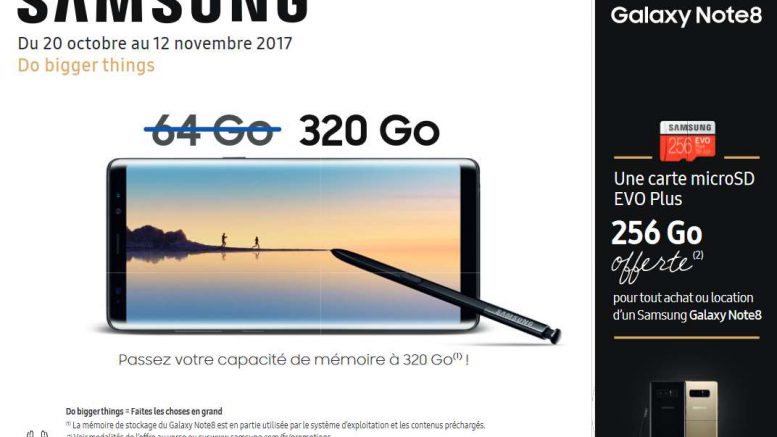 Samsung Galaxy-Note8 carteMicroSD gratuite