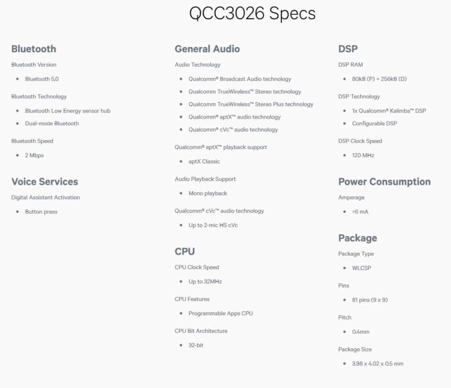 Qualcomm QCC3026 SoC
