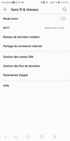 partage de connexion sous android