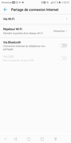 partage de connexion sous android