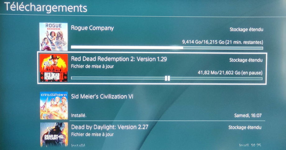 PS4 vitesse de téléchargement