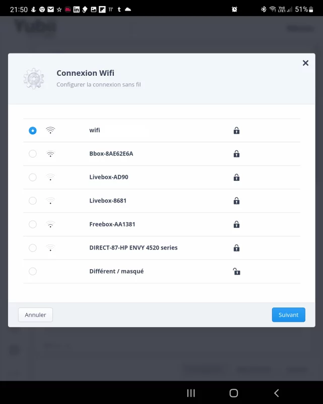 Yubii Home - Connexion wifi