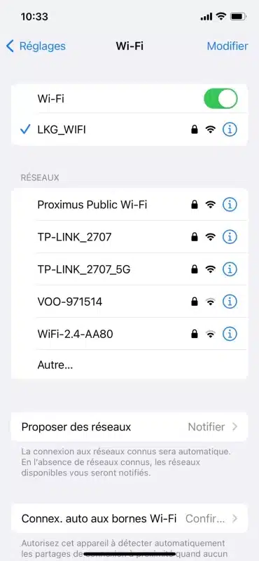 iphone paramètres wifi 