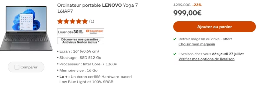 LENOVO Yoga 7 16IAP7 boulanger