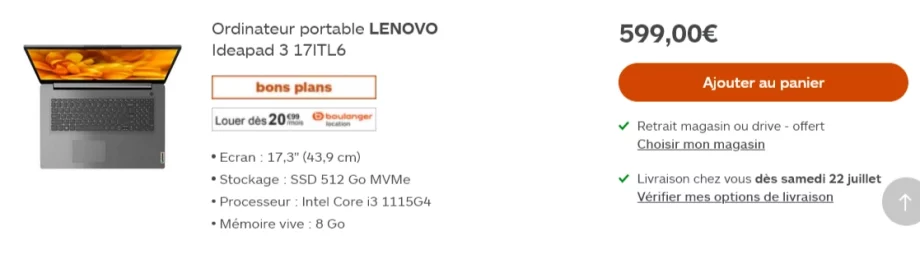 Ordinateur portable LENOVO Ideapad 3 17ITL6 