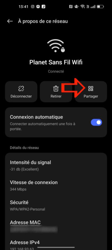 Partager son mot de passe Wi-Fi 