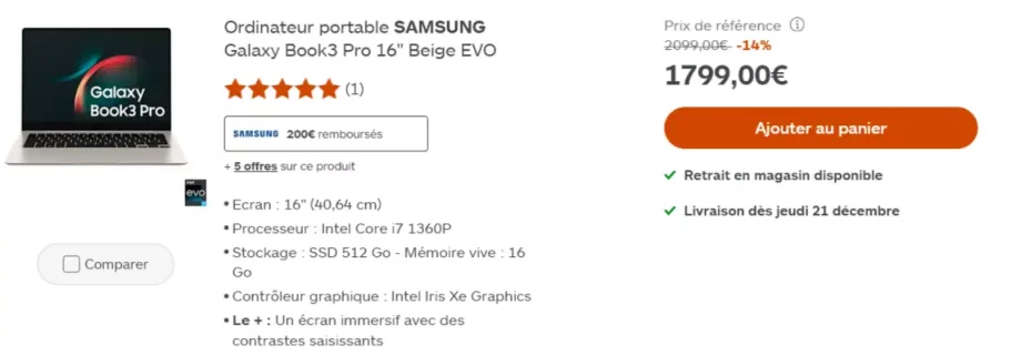 Galaxy Book 3 Boulanger.