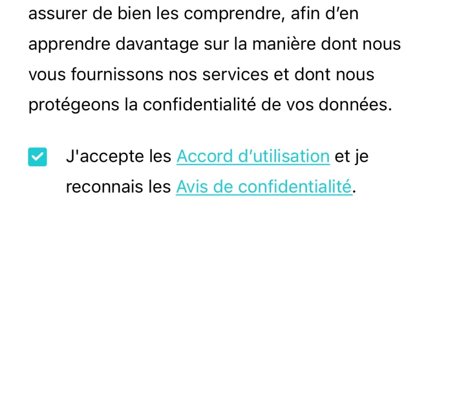accepter les rêgles de confientialité